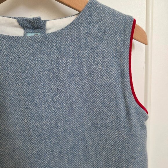 Papo d'anjo herringbone blue wool pinafore dress size 6 girls - Picture 3 of 8